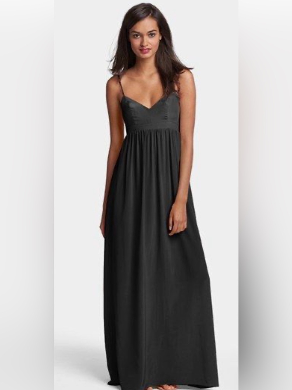 Amanda Uprichard Black 100% Silk Maxi Dress NWT Large Side Slits